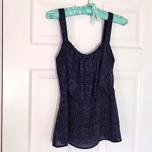 CAbi 403 blue dotted peplum tank size 4